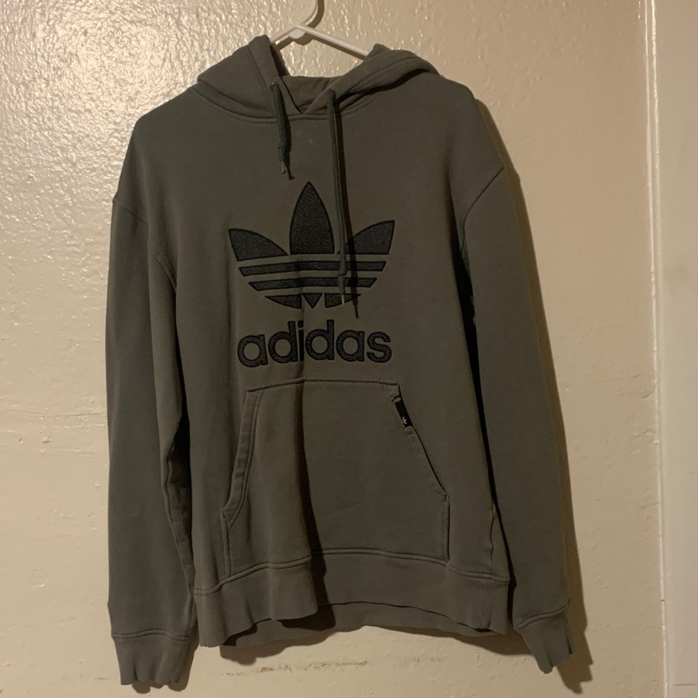 Adidas Men's Olive Hoodie with Black Logo